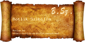 Botlik Szibilla névjegykártya